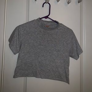 grey cropped turtleneck